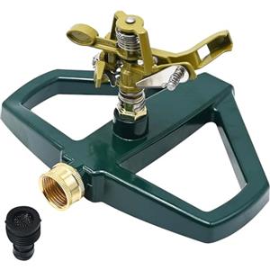 LEKEFETO Irrigatore per prato con alloggiamento in metallo, irrigatore automatico a 360° per irrigazione del giardino, robusto sistema di irrigazione per prato, agricoltura e serra