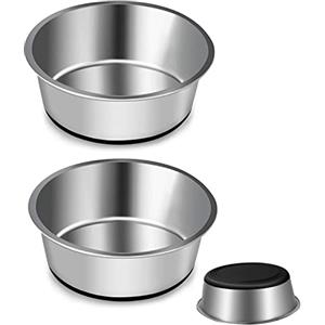 SUOXU Ciotole per cani in acciaio inox di SUOXU, ciotola per acqua e cibo con fondo in silicone antiscivolo, ciotola per animali domestici, ciotole per cani e gatti per cani di taglia media e grande (S-14cm