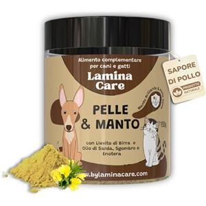 Lamina Care - Rimedi Dermatite Cane e Gatto in Polvere con Omega 3, Soluzione Naturale Contro il Prurito Cane, Integratori per Cani con Olio di Pesce per Cani e Gatto per una Pelle e un Manto Sani