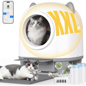 TRIUMPHKEY lettiera gatto autopulente, lettiera autopulente per gatti xxl da 90L con controllo APP/protezione anti-intrappolamento/sistema di deodorizzazione/cat litter box, per famiglie con più gatti