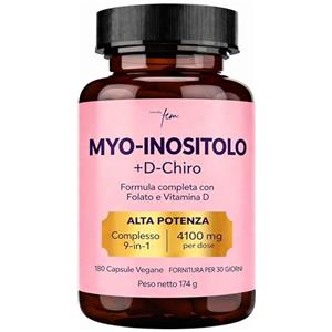 QSTA Myo Inositolo e D-Chiro Inositolo Integratore 4100mg - Capsule Vegane - Supporto Metabolico, Equilibrio Ormonale e Benessere Psicologico - 9-in-1, Folato 5-MTHF, Cromo, Zinco, Vitamine B6, B12 e D3