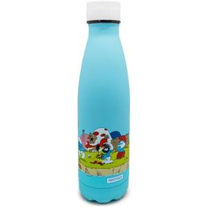 NERTHUS Bottiglia Termica Villaggio dei Puffi - 500 ml, Doppia Parete in Acciaio Inossidabile.