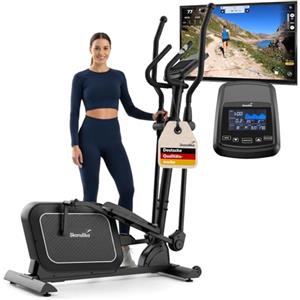 Skandika Ellittica per uso domestico Fint P8-R - Cyclette silenziosa - 32 livelli di resistenza| fino a 120 kg - Compatibile con l'app Kinomap - 8 kg di massa volanica - Sistema di frenata magnetica