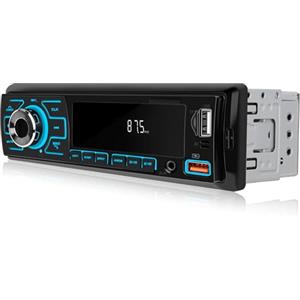 NHOPEEW Autoradio 1 Din con doppio Bluetooth - Radio Auto Supporto FM EQ 7 Retroilluminazione a colori - U Disk/AUX in/TF Card play/APP localizzare e trovare l'auto / MP3 / WMA/WAV/FLAC