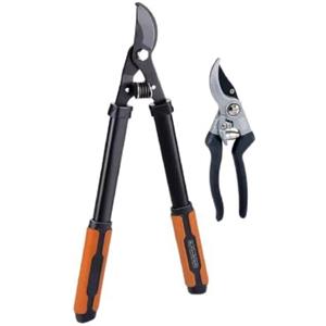 BLACK+DECKER Troncarami - 2 pezzi - cesoie da potatura 53,3 cm - cesoie da giardino 20,3 cm - nero/arancione