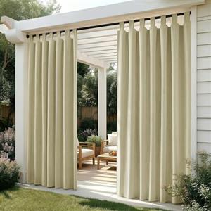Deconovo Tende da Sole per Esterno 132x245 cm, Set da 2 Tende Idrorepellenti Oscuranti e Termiche con Passanti, per Gazebo, Pergola, Balcone, Terrazza e Veranda, Beige Scuro