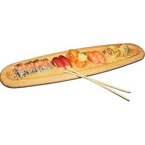 BAKAJI Tagliere Ovale in Legno Vassoio da Portata per Sushi Salumi Formaggi Contorni Colore Legno Naturale Accessori Cucina da Tavola (52 x 14cm con Bordo)