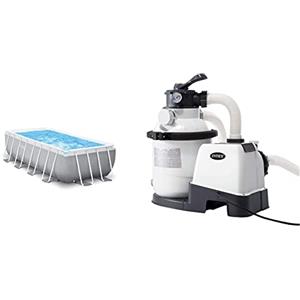 Intex 26790 Piscina Prisma Frame 400 x 200 x 122 cm & 26644 Pompa a Sabbia Flusso Acqua: 4.500 l/h, Flusso Sistema: 4.000 l/h