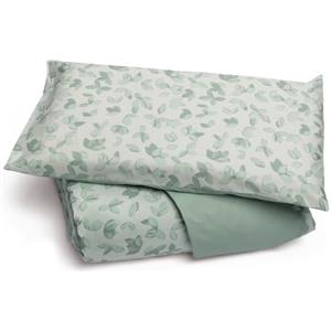 Foppapedretti Notte & Natura Sacco Copripiumino letto singolo completo di federa; Foglie Salvia 100% cotone Percalle, Made in Italy