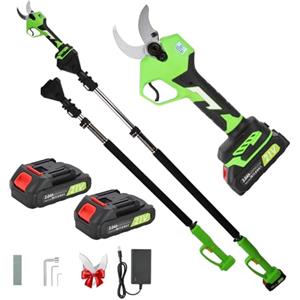 Nexalite Forbici Potatura a Batteria con Asta Telescopica 2m, 30/40mm Regolabile, Testa 180°, Display Batteria, 2×2.0Ah Batterie, Cesoie Elettriche per Alberi da Frutto, Ulivi, Viti, Giardino