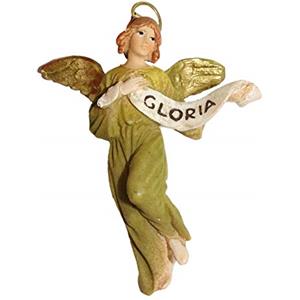 Ferrari & Arrighetti Angelo Gloria Presepe 10 cm | Statuina Natività Dipinta a Mano in Resina | Figure Presepe Artigianali Italiane | Scultore M. Landi