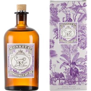 Monkey 47 Dry Gin, Gin Premium Tedesco con 47 Botaniche, 47% Vol, 50CL, Distillato Artigianale della Foresta Nera, con Astuccio regalo