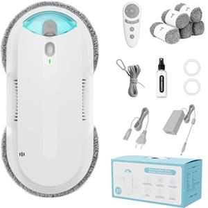 HIXZAP Robot Lavavetri,doppia elica4800-6400pa Robot Lavavetri Automatico con Doppio Getto D'acqua,3 Modalità di Pulizia,Rilevamento Intelligente dei Bordi,Telecomandoe 10 Panni