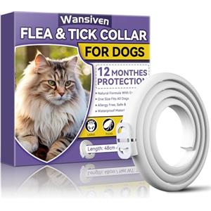 Wansiven Collare Antipulci per Gatti, Collare Antizecche Naturale Regolabile 48 cm, Protezione 12 Mesi (Viola - 1p)