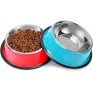 SUOXU Ciotole per cani, ciotole per gatti in acciaio inox per gattini, ciotole antiscivolo per gatti, ciotola multifunzionale per cibo per cani e gatti, ciotole per cibo e acqua per animali domestici