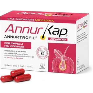 AnnurKap ADVANCED Integratore per Capelli | 90 Capsule con Annurtrofil® da Melannurca Campana, Biotina, Zinco, Rame e Selenio | Supporta Capelli Forti, Folti e Vigorosi | Made in Italy