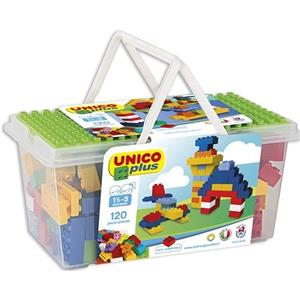 Androni Unico Plus - Grande Cesta con 120 Mattoncini per Costruzioni Creativi