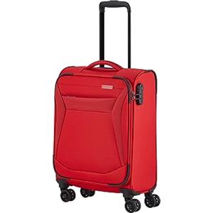 travelite 4 ruote valigia a mano a guscio morbido, dimensioni bagaglio a mano IATA; serie CHIOS, trolley con protezione bordi + funzione clip-on, 55 cm, 34 litri