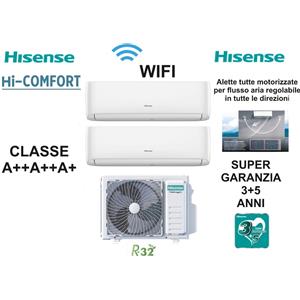 Hisense Climatizzatore Dual 9000BTU+9000BTU Pompa Calore A++/A+ WiFi Hi-Comfort Split Inverter 2AMW35U4RGC