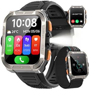 IOWODO Smartwatch Uomo Batteria Ultra Durata, Orologio Intelligente Outdoor con GPS, Bussola e Torcia LED, Ideale per Trekking, Campeggio, Lavoro e Lunghi Viaggi