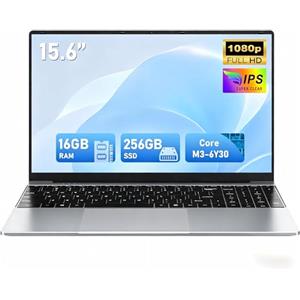 FUNYET 2026 Nuovo Computer Portatile, Laptop PC da 15,6 pollici, Core M3-6Y30, 16 GB RAM 256 GB SSD, IPS FHD 1920 x 1080 Notebook Laptop, apertura a 180°, 5000 mAh, supporta schede TF,Type-C