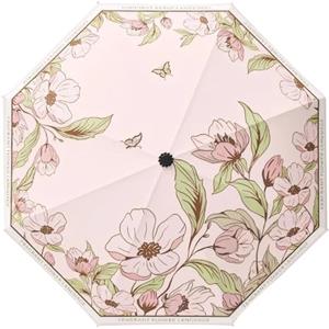 Meichoon Ombrello UV UPF50+ portatile, leggero, impermeabile, a doppio strato, design antivento, stile retrò/classico floreale, vintage, per donne, viaggi e uso quotidiano
