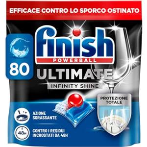 Finish Ultimate Infinity Shine Pastiglie Lavastoviglie, 80 Capsule Lavastoviglie, Detergenti per Lavastoviglie contro lo Sporco e i Residui Incrostati (Confezione da 1)