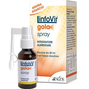 NOOS Linfovir Gola Spray Orale 30 ml - Integratore con Resveratrolo, Beta-glucano, Aloe Vera, Zinco e Sodio Ialuronato al Sapore di Arancia