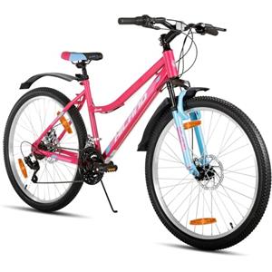 HH HILAND HILAND Mountain Bike Donna 26", 18 Velocità, MTB con Telaio Step-Through e Forcella Ammortizzata, Bicicletta per Donna e Uomo Adulti, Rosa