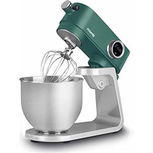 H.Koenig Planetaria multifunzione 5L KM128 in acciaio inox VERDE, Potente 800W, Impastatrice 8 velocita, Frusta, mixer, ganciom, coperchio anti-schizzo