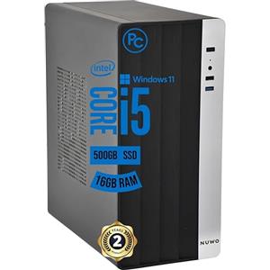VOKOT Pc Fisso i5 intel core Cpu fino a 3.80ghz, 16gb Ram, Ssd da 500gb, Wifi Incluso USB, Windows 11 Pro, Office 2019, Computer PC Desktop completo per ufficio,casa pronto all'uso