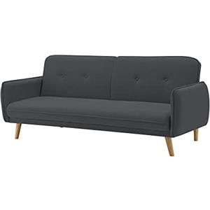 AVANTI TRENDSTORE Divano Funzione Letto 2 Posti Pedros in Microfibra, Antracite, 188 x 80 x 85 cm
