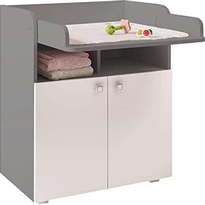 AVANTI TRENDSTORE - Lena - Fasciatoio in legno laminato, con superficie pieghevole. Disponiible in diverse colorazioni. Dimensioni LAP 70x86x47 cm. (Grigio/Bianco)