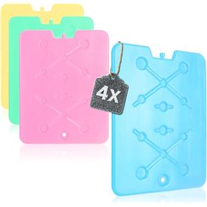 com-four® 4X Borsa refrigerante Extra Piatta - salvaspazio e Ideale per frigobox e Borsa frigo - Grande Elemento refrigerante - Borsa refrigerante (04 Pezzi - Grandi)