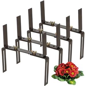 com-four® 4X Supporti per fioriere per parapetti e ringhiere di balconi - Attacco Flessibile in Metallo per fioriere - Regolabile in 2 direzioni - Nessuna Perforazione (04 Marrone)