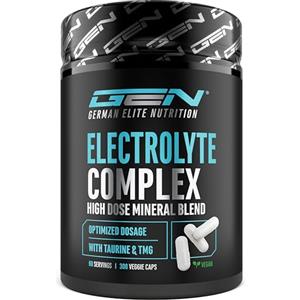 GEN GERMAN ELITE NUTRITION Electrolyte Complex - 300 Capsule Vegane - Complesso di Elettroliti Alto Dosaggio con Taurina e Betaina (TMG) - Sodio, Potassio, Magnesio e Calcio - 60 Porzioni - Alternativa alla Polvere