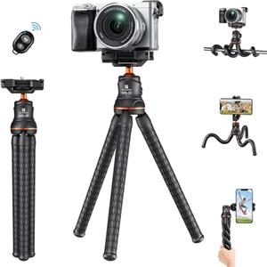 K&F Concept Treppiede Smartphone MS01, Octopus Mini Cavalletto con Telecomando Bluetooth e 360° Testa a Sfera, Flessibile e Portatile, Bastone Selfie per iPhone Samsung Huawei Canon Nikon Sony DSLR