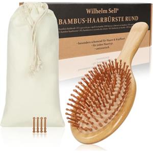 Wilhelm Sell® Spazzola per capelli in bambù con setole naturali - Spazzola ecologica per donna, uomo e bambino - Massaggia la cute per capelli sani e lucenti (spazzola per capelli)