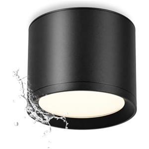 KYOTECH Faretti LED Soffitto IP44 - Ø84*65mm GX53 Faretto LED Interno - 6W 550LM 4000K Lampada da Soffitto - Alluminio Nero Spot per Bagno Soggiorno Cucina Corridoio