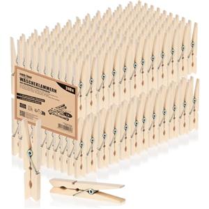 COM-FOUR® 240x mollette legno betulla sostenibili - clip bucato naturali non trattate riutilizzabili per stendibiancheria e vestiti (240 pezzi - Betulla)