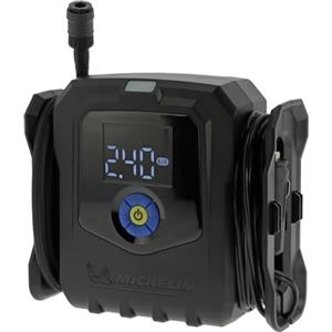 MICHELIN 009542 Compressore d'Aria Elettrico Professionale - Gonfiatore per Pneumatici Auto - Pressione Programmabile 8 Bar 168W - 12V Presa Accendisigari - Portata 24L al Minuto - 3 Adattatori