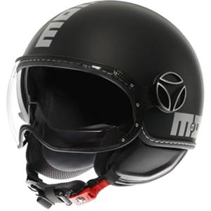 MOMO Design MOMODESIGN - FGTR EVO E2206, Casco Jet con Visiera Parasole, Casco Aperto per Moto e Scooter, per Uomo e Donna, Nero Opaco/Silver, XS