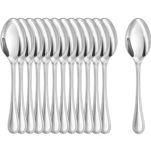 COM-FOUR® 12x cucchiaini in acciaio inossidabile - eleganti posate da tavola dal design semplice - cucchiaino da caffè - cucchiaio da dessert - servizio da tè - 14 cm (12 pezzi - cucchiaino 14cm)