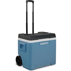 IGLOO IP42 Roller Borsa Termica Passiva 42L - Contenitore Isotermico Azzurro con Ruote e Maniglia Telescopica per Campeggio e Tempo Libero