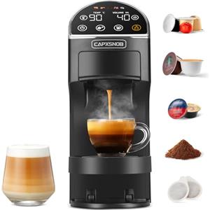 CAPXSNOB Magician2 Macchina da Caffè Multicapsula 5 in 1 per Nespresso, Dolce Gusto, Lavazza A Modo Mio, Cialde ESE 44 e Macinato, Touch LED, Auto-Adattivo, 20 Bar, 1,2L, Macchina Espresso per Casa e Ufficio