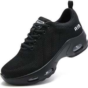 Myztra Scarpe Donna Sneakers da Ginnastica Cuscino d'Aria Antiscivolo Running Comode Traspirante Suola Leggera Fitness Outdoor Tennis Casual Nero 41 EU