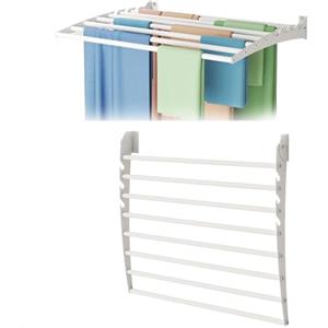 Innotic Stendino da parete, Stendino da muro 8 barre Acciaio, Carico 30kg, Stendibiancheria richiudibile pieghevole per bagno lavanderia, Interno o Esterno, Salvaspazio, Bianco, 60cm
