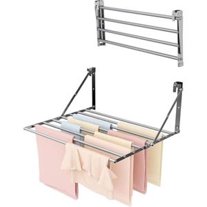 Innotic Stendibiancheria da Parete 8 Barre, Stendino a Muro Richiudibile in Acciaio Inox Salvaspazio, Retrattile Stendino da Parete Pieghevole per Terrazzi Esterni o Interni, Bagno, Balcone, 61cm