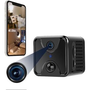 Tebetu Telecamera Spia Invisibile 4K, Mini Camera wifi Spia con Audio 3000mAh, Videocamera Sorveglianza Micro Spy Cam mit rilevamento del movimento PIR und grandangolo a 170° per interno/esterno