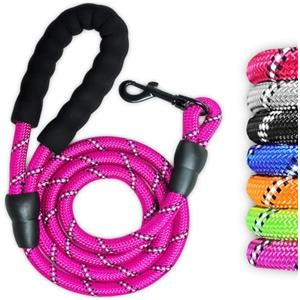 petlux Guinzaglio per Cani, Nylon Elastico e Riflettente Resistente 1,5mt Impugnatura Imbottita Antiscivolo Addestramento per Cani (Fucsia)